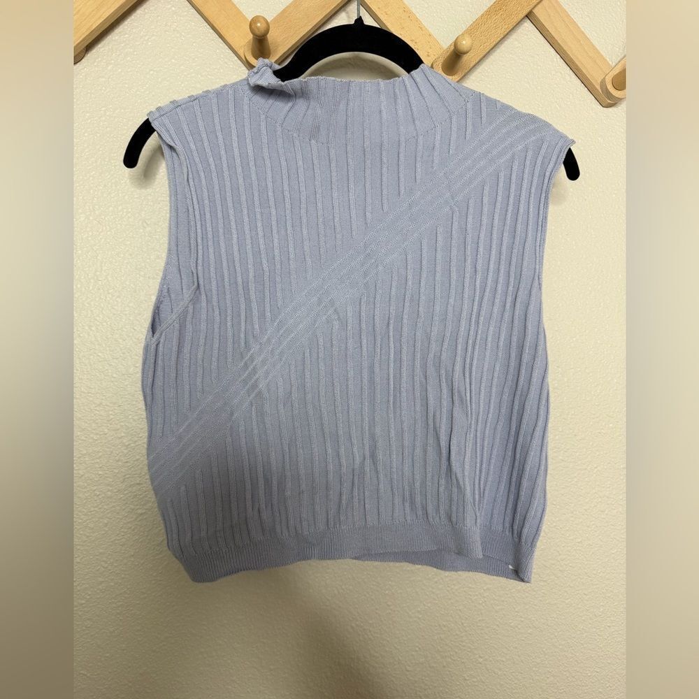 Astr Ribbed Sleeveless Mockneck Blouse Sz L